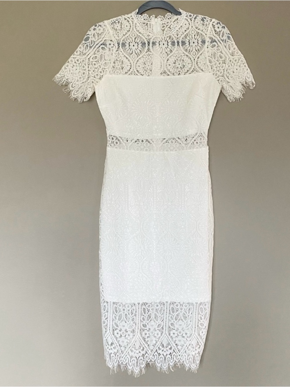 Lulus White Sheer lace Short Sleeve Dress (Size S) - Picture 2 of 6